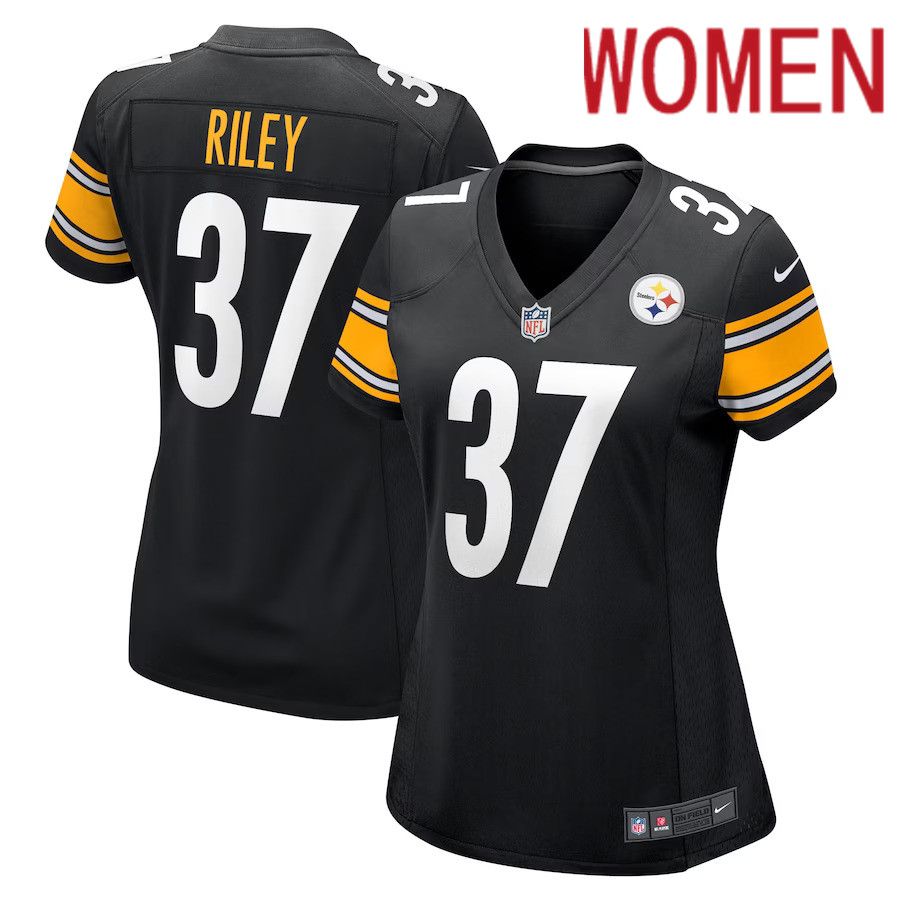Women Pittsburgh Steelers 37 Elijah Riley Nike Black Game Player NFL Jersey